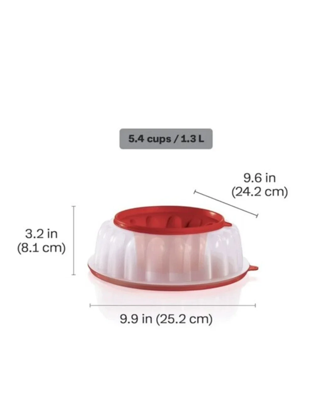 Tupperware Jell-N-Serve Jello Mold Gelatin Dessert 6 Cup Red & White Jel-Ring
